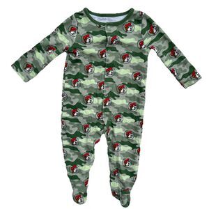 NWOT Buc-ees Logo Baby 6-9 Months Camo Pattern Green White Footie Pajamas Pjs
